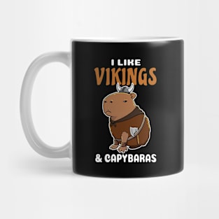 I Like Vikings and Capybaras Cartoon Mug